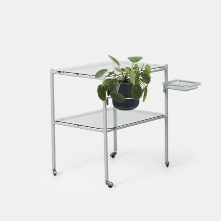 Vintage medische trolley van metaal en glas, jaren 30
