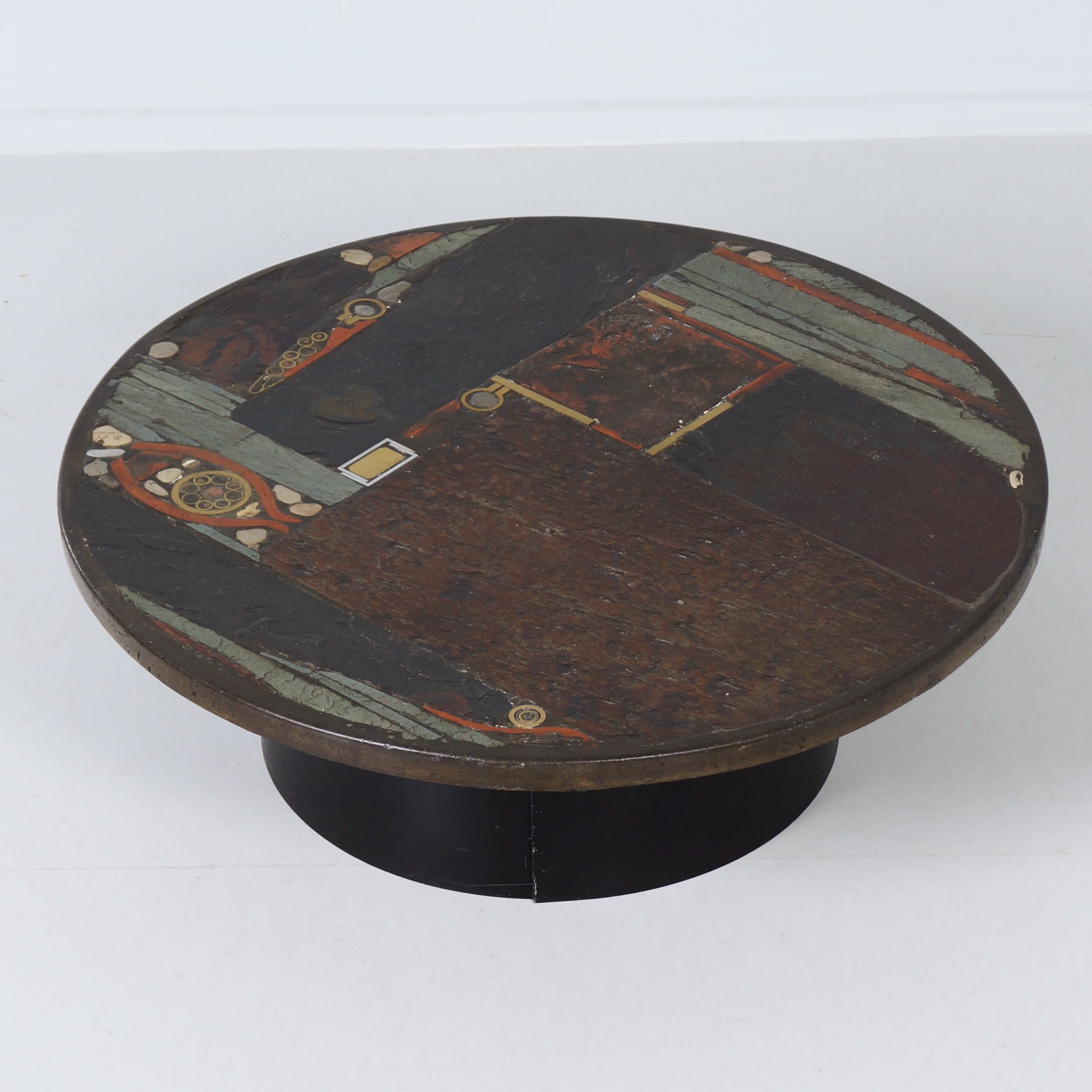 Salontafel van Paul Kingma, 1979 – Mozaïek in Aardse Tinten, Ø100 cm