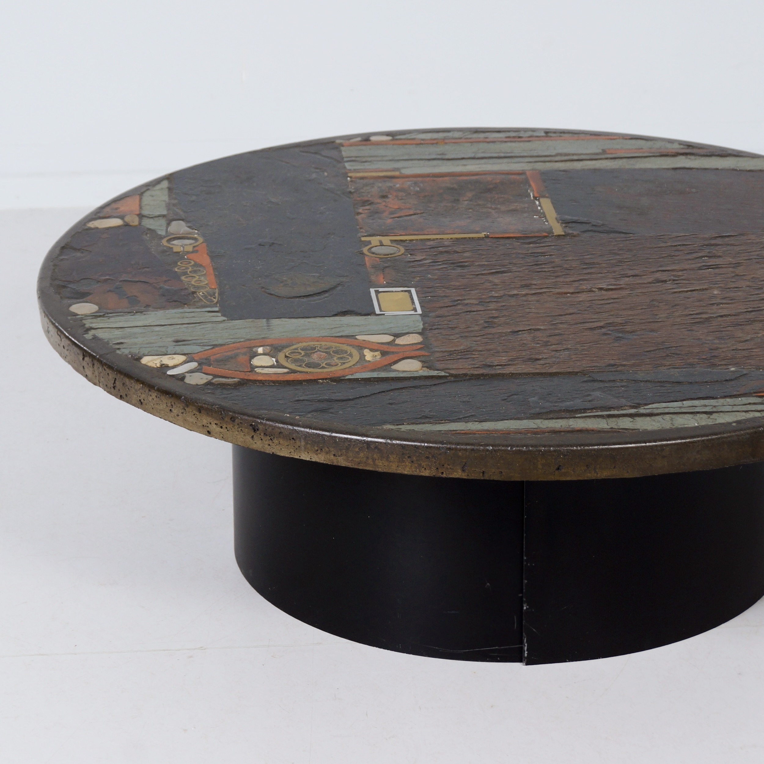Salontafel van Paul Kingma, 1979 – Mozaïek in Aardse Tinten, Ø100 cm