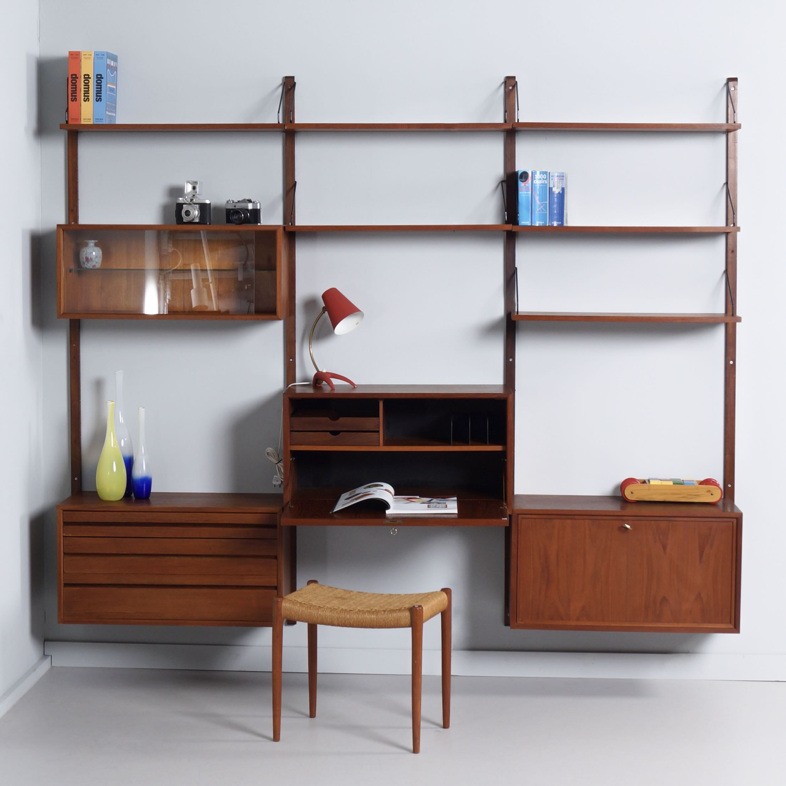 Royal System van Poul Cadovius voor Cado, 1960s – Teakhouten Wandsysteem, 14-Delig