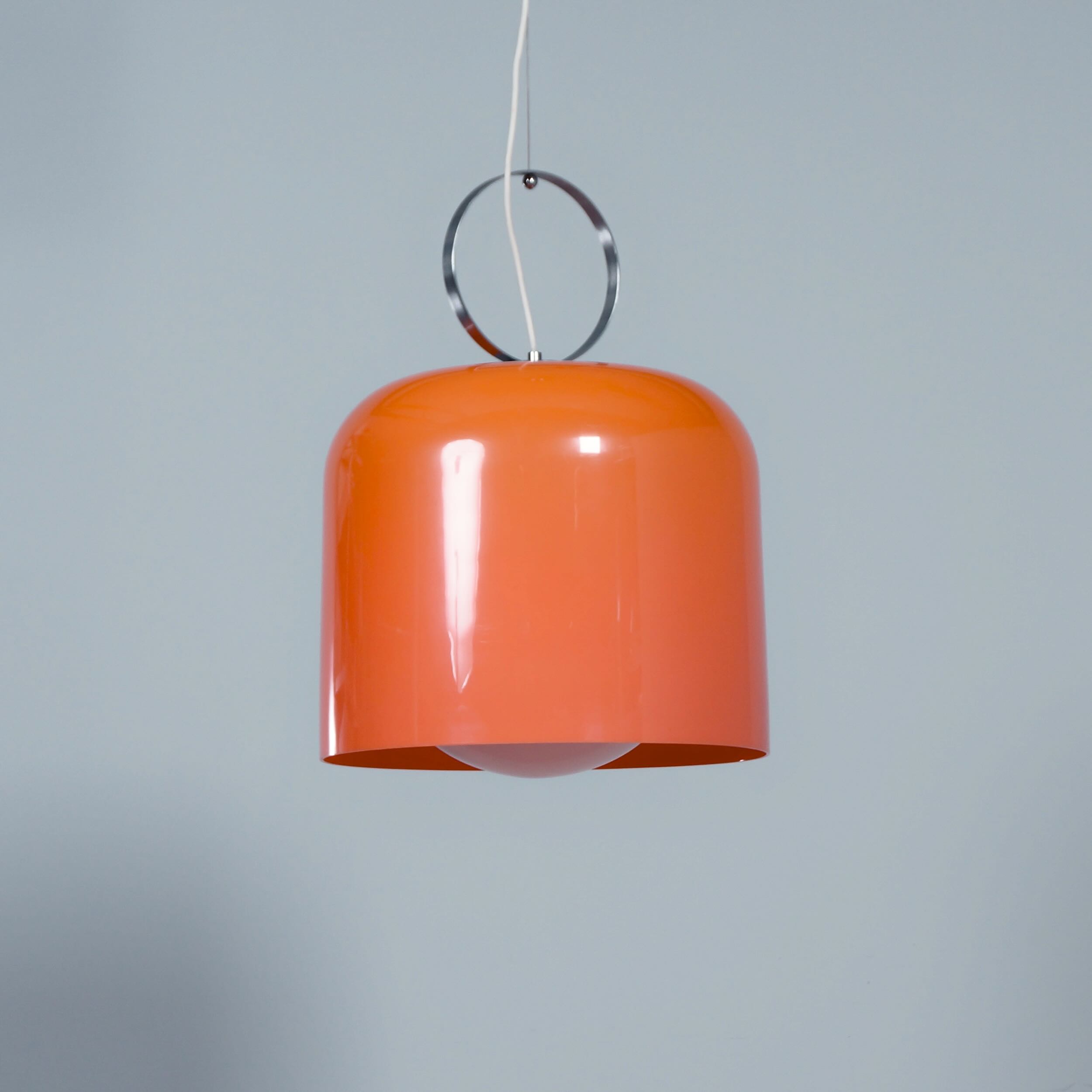 Oranje Alvise hanglamp van Luigi Massoni voor Guzzini, Italië, jaren 70