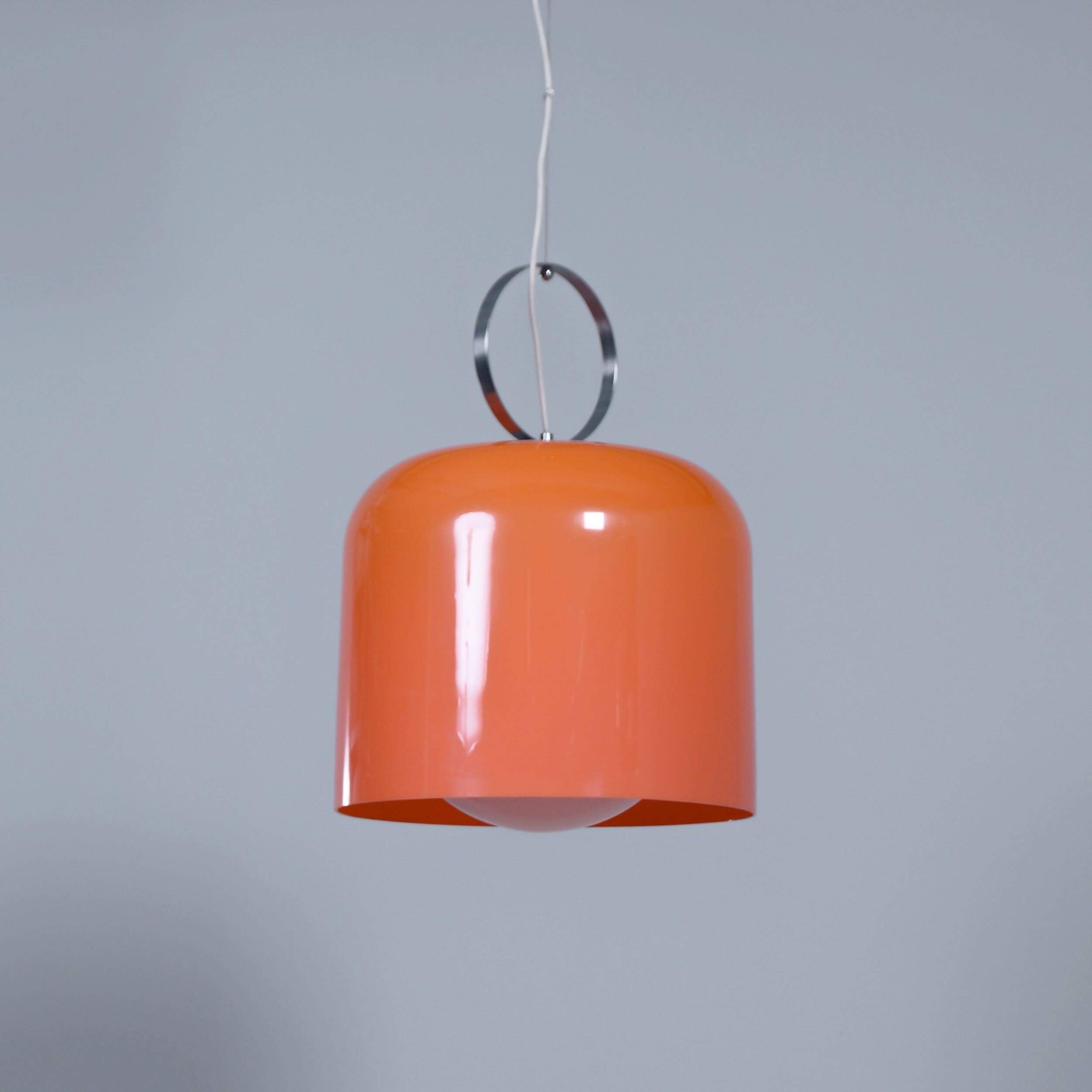 Oranje Alvise hanglamp van Luigi Massoni voor Guzzini, Italië, jaren 70