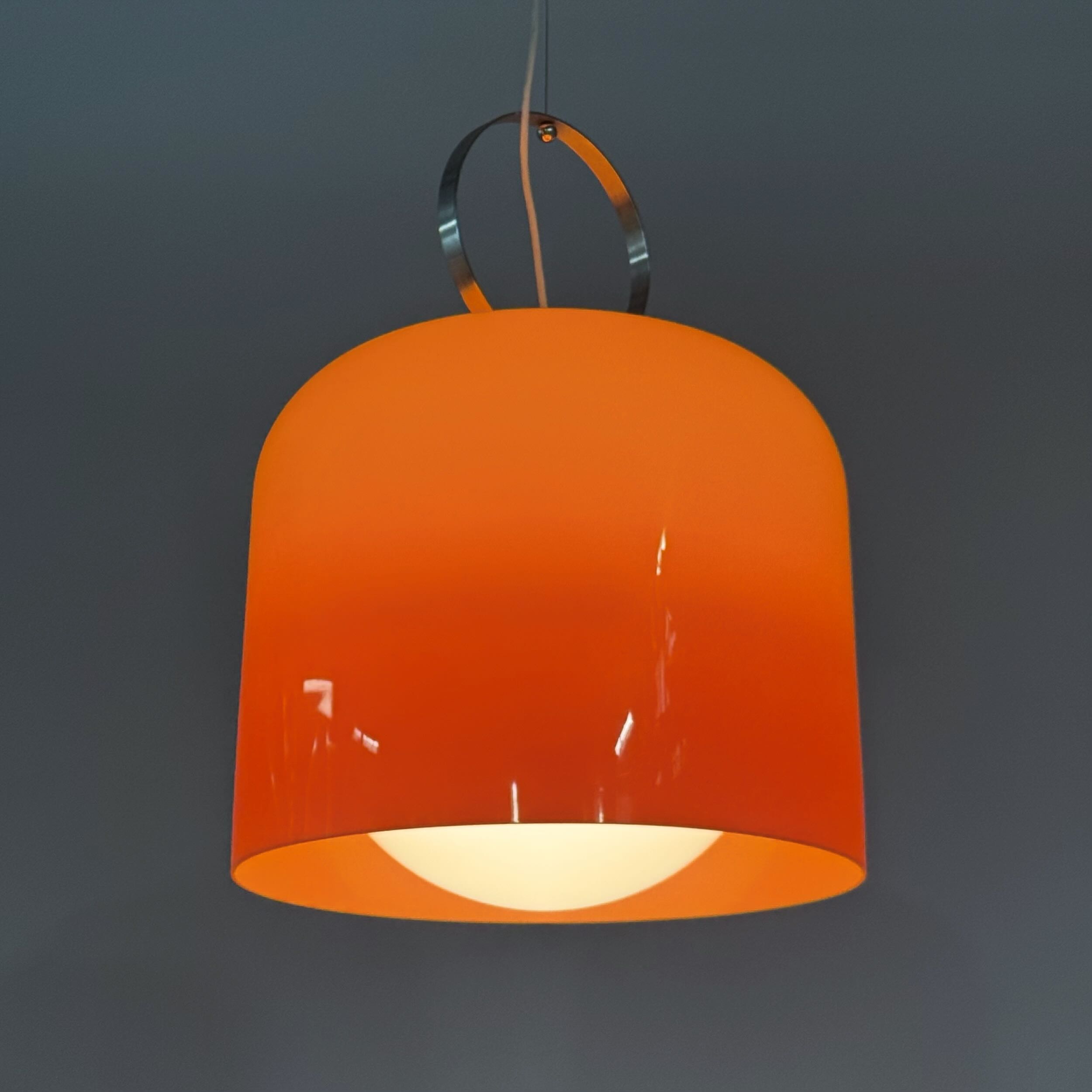 Oranje Alvise hanglamp van Luigi Massoni voor Guzzini, Italië, jaren 70