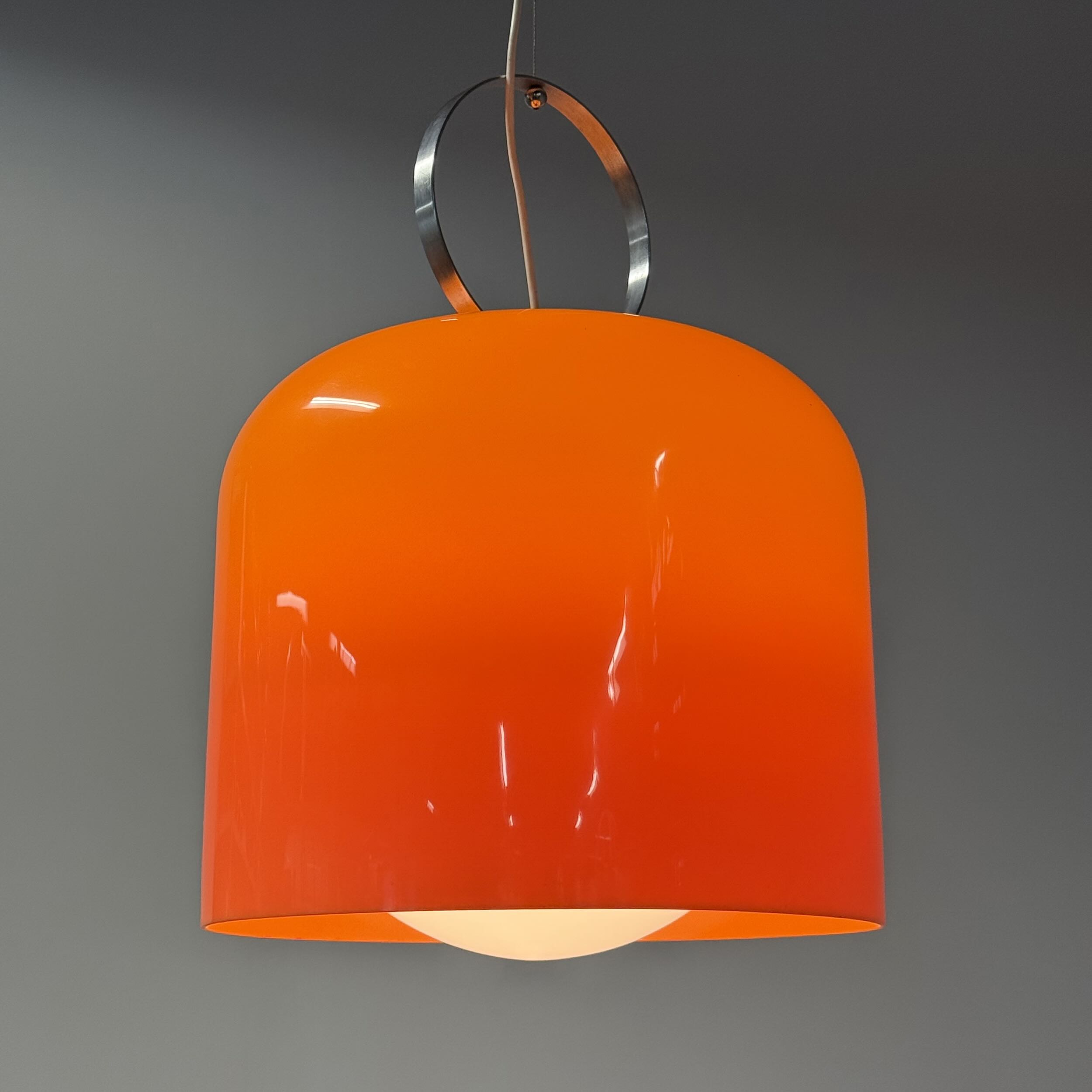 Oranje Alvise hanglamp van Luigi Massoni voor Guzzini, Italië, jaren 70