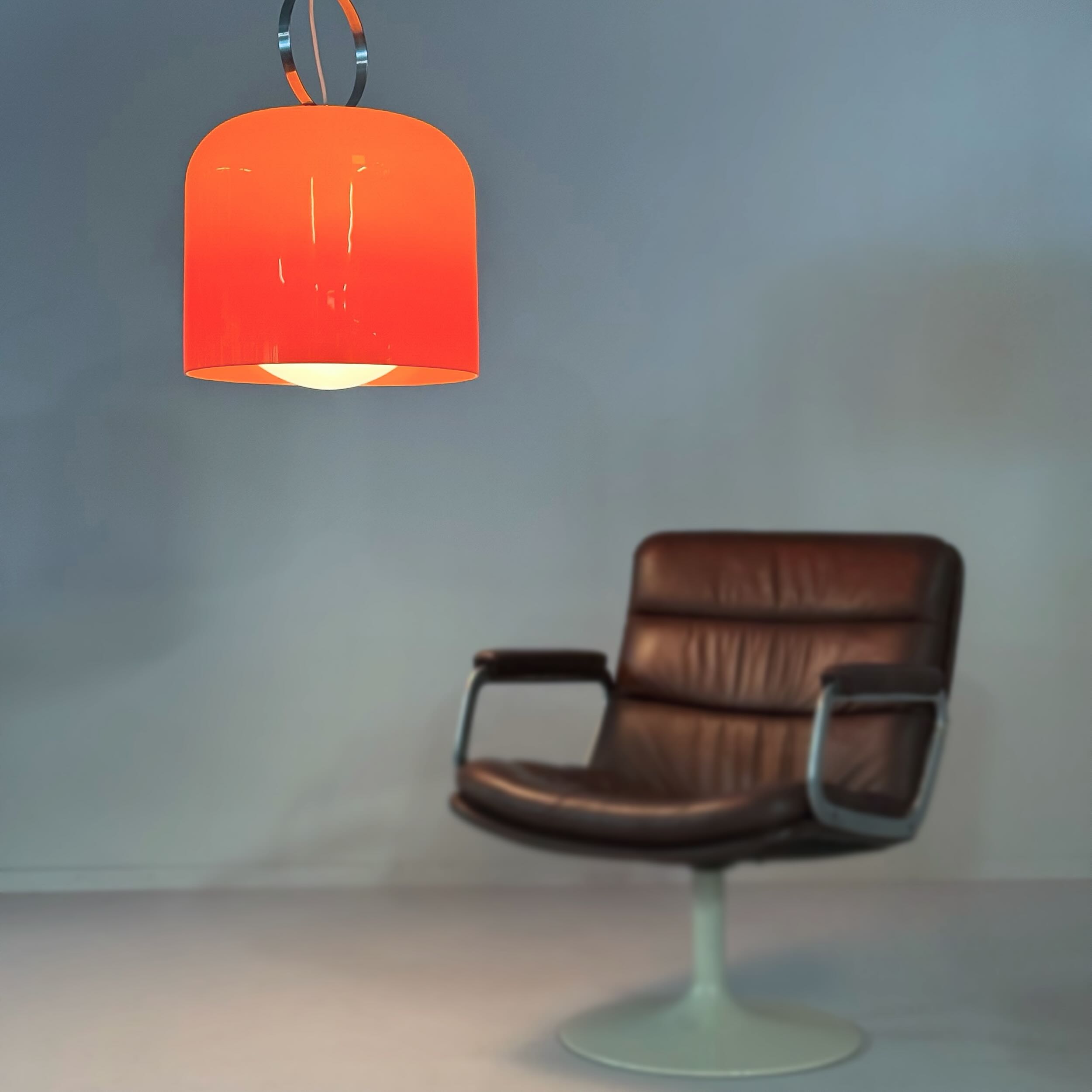 Oranje Alvise hanglamp van Luigi Massoni voor Guzzini, Italië, jaren 70