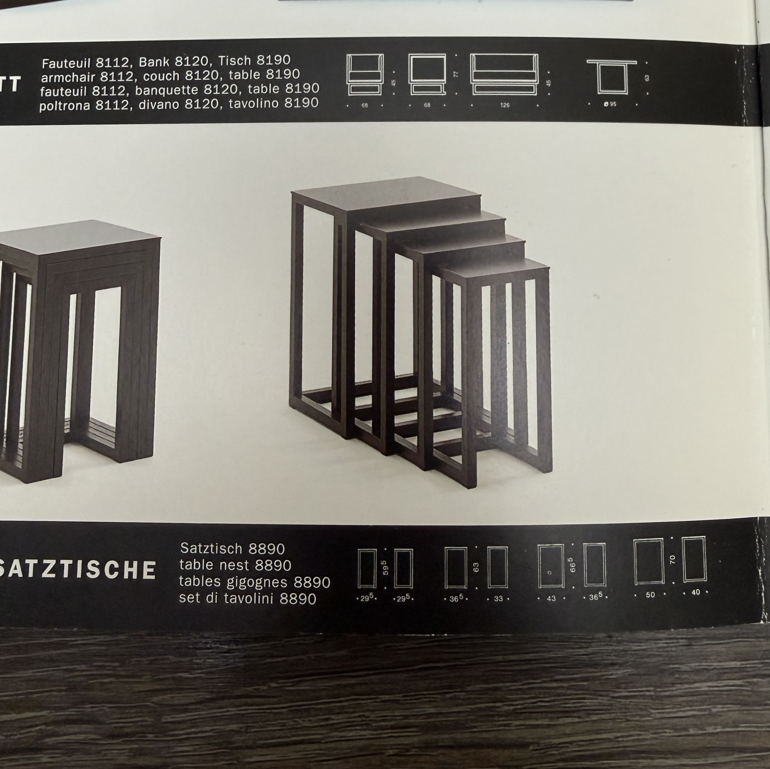 Nesttafeltjes van Josef Hoffmann voor Wittmann, jaren 80 – Essenhout