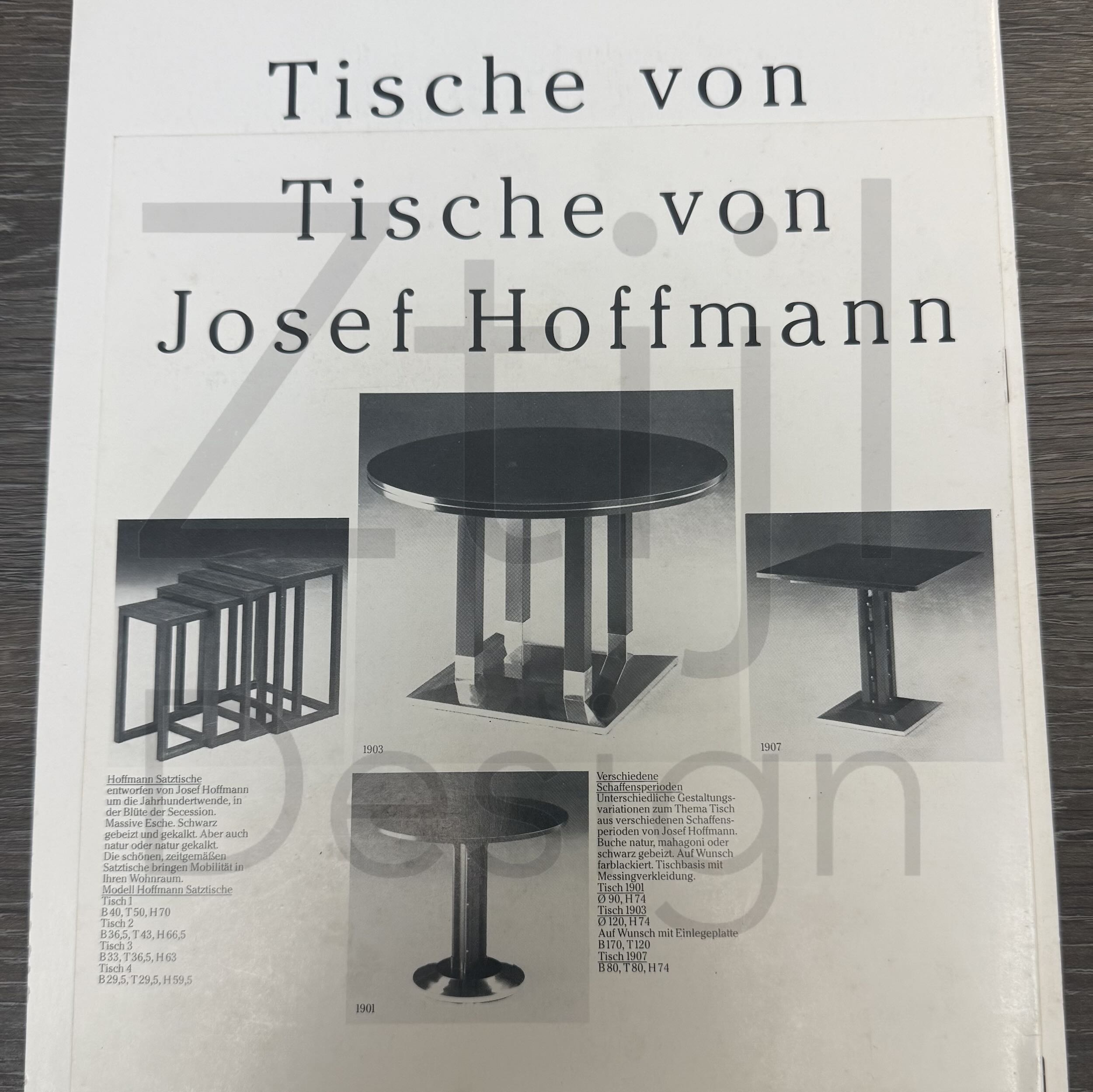 Nesttafeltjes van Josef Hoffmann voor Wittmann, jaren 80 – Essenhout